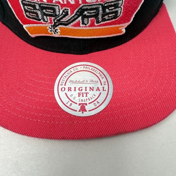 Mitchell & Ness San Antonio Spurs Core Basic Black Pink Snapback Cap Hat - Picture 7 of 11